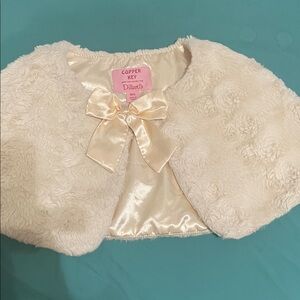 Copper Key Kids Cream Faux Fur Cape with Satin Bow